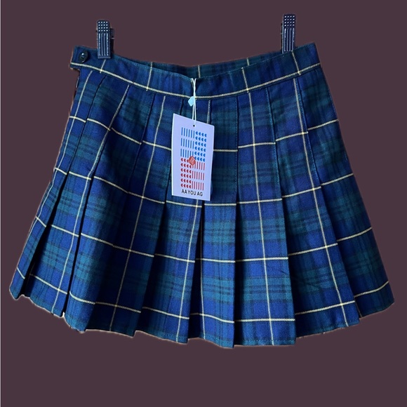 Plaid Tennis Skirt (Blue / Green / Yellow) - Picture 3 of 3
